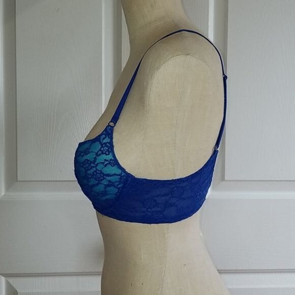 Bra Victoria's Secret Demi Cup Lace Lined Blue WOMEN'S WOMAN'S Size 32 C - Picture 4 of 7